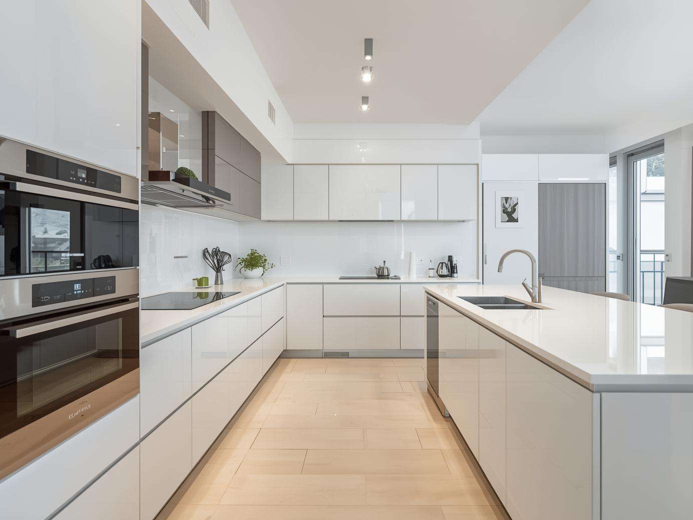 Jolie. moderne et propre cuisine de lux après un nettoyage appartement fin de bail dans le cadre de services de nettoyage à Genève.