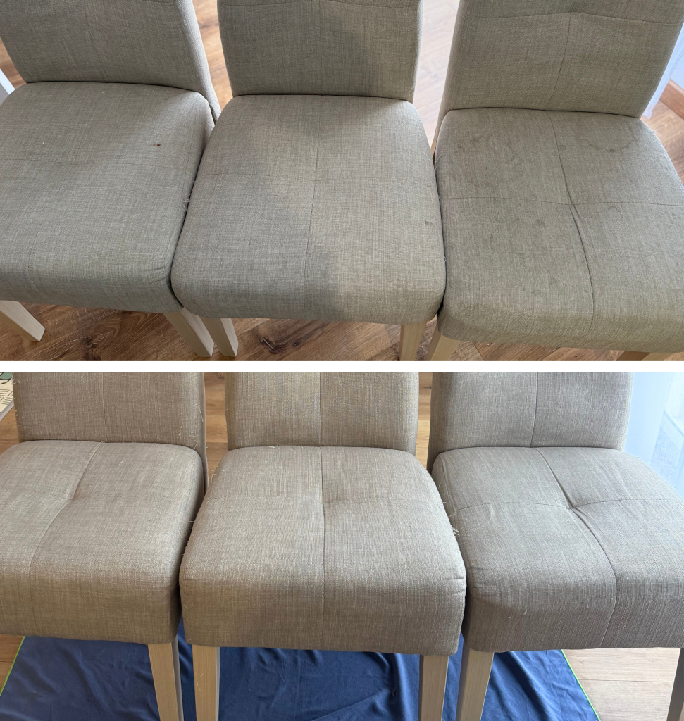 vant-après d'un nettoyage de chaise en tissu à Genève